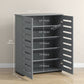 Shoe Storage Cabinet, Shoe Cabinet with 2 Slatted Doors for 15 Pairs of Shoes, Dark Grey