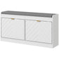 Upholstered Shoe Storage Bench with 2 Drawers - White