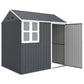 7' x 5.5' Metal Garden Storage Shed, Outdoor Tool Storage House with Lockable Door, Vents, Sloped Roof, Dark Grey
