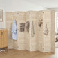 5.6 Ft. Tall 8-Panel Room Divider, Pegboard Panel Folding Privacy Screen, Partition Wall Divider for Bedroom, Natural
