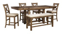 6 Pc. Table, 4 Barstools, Bench