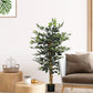 4.3FT Artificial Ficus Tree, Fake Tree with Leaves, Faux Plant in Nursery Pot for Indoor Decoration