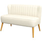 Modern 2 Seat Sofa for Bedroom, Upholstered Two Seater Couch with Rubber Wood Legs, Cream White