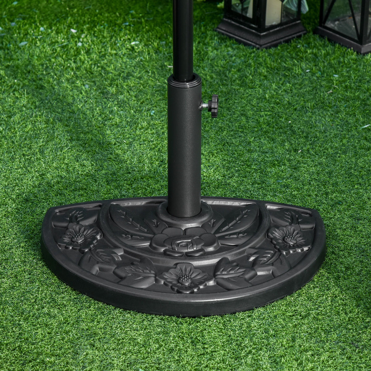 20 lb Heavy Duty Half Umbrella Base, Outdoor Concrete Umbrella Stand, Patio Half Round Base for Market Umbrella, Black
