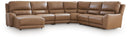 6 Pc. Left Arm Facing Press Back Power Chaise Sectional Sofa
