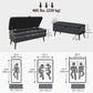 40" Ottoman with Storage, Linen Upholstered Storage Ottoman Bench with Steel Legs for Living Room, Bedroom Black