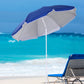 6.7ft Beach Umbrella with Push Button Tilt, Ruffled Outdoor Umbrella with Carry Bag and 8 Ribs, Blue