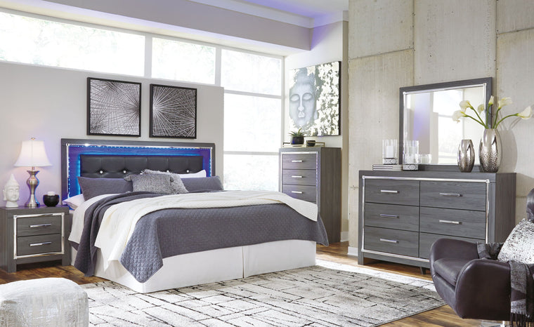 Lodanna - King Upholstered Panel Headboard with Bolt on Bed Frame - Gray