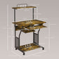 32" Mobile Computer Desk with Keyboard Tray - Rustic Brown