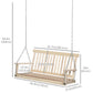 2 Person Wooden Porch Swing, Patio Swing Chair with Hanging Chains, Slatted Back & Seat, Outdoor Swing Bench for Garden, Backyard, Deck, Natural