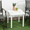 Outdoor Side Table, Patio End Table with Umbrella Hole, Small Coffee Table with Steel Frame for Balcony, White