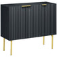 Storage Sideboard Buffet Cabinet with Gold Legs - Black