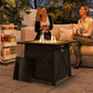 28" Propane Fire Pit Table 40,000 BTU Square Outdoor Gas Fire Table with Waterproof Cover, Adjustable Foot Pads
