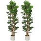 6FT Artificial Fiddle Leaf Fig Tree Set of 2, Fake Potted Tree with Solid Wood Trunks for Indoor Decor, Green