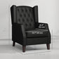Faux Leather Armchair, Modern Accent Chair with Thick Padding for Living Room, Bedroom, Home Office, Black