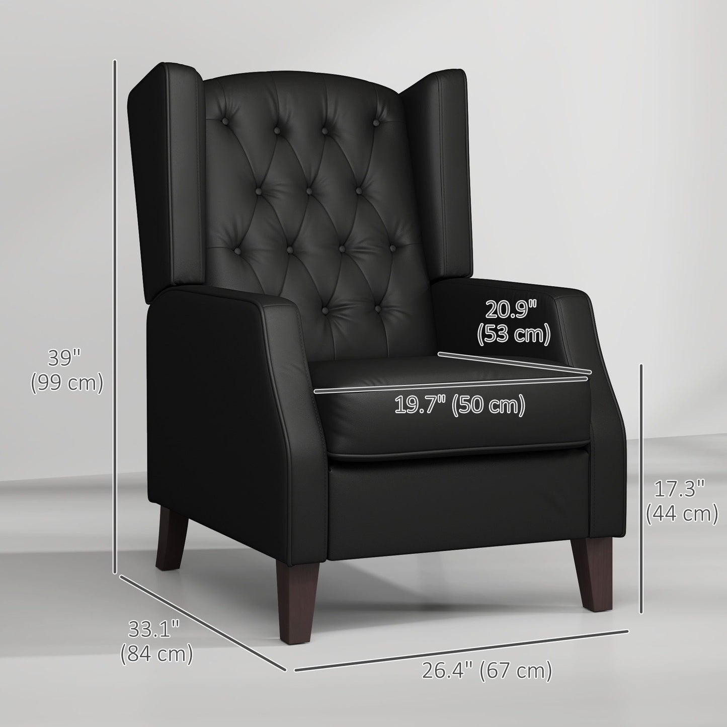 Faux Leather Armchair, Modern Accent Chair with Thick Padding for Living Room, Bedroom, Home Office, Black