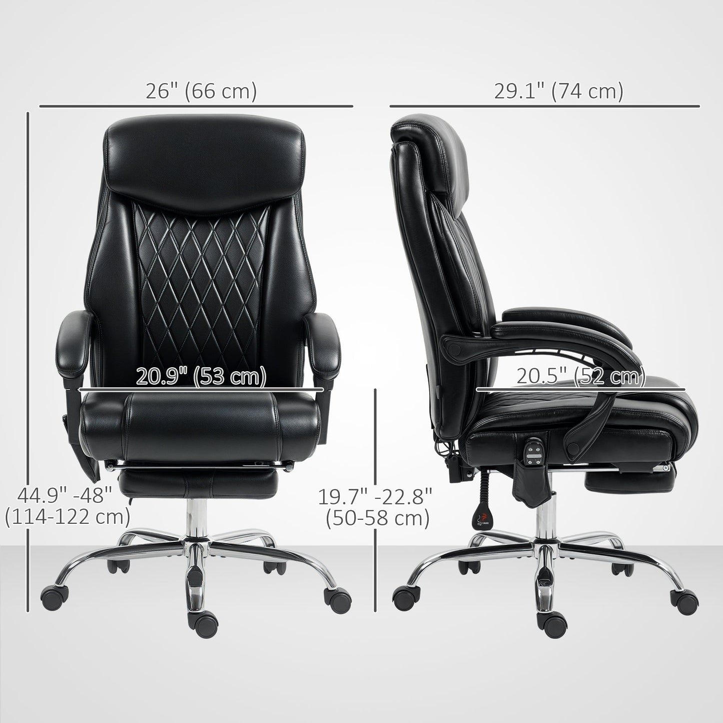 6-Point Massage Office Chair with Footrest - Black