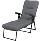 Outdoor Lounge Chair with Padded Cushion, Folding Reclining Patio Garden Chair with Recline Back, Footrest, for Poolside, Patio, Light Grey