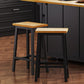 Set of 2 Wood Bar Stools with Anti-Scratch Pads & Wraparound Cross Brace, Bar Chairs with Footrests, 15.5'' L x 11'' W x 25.5'' H, Black