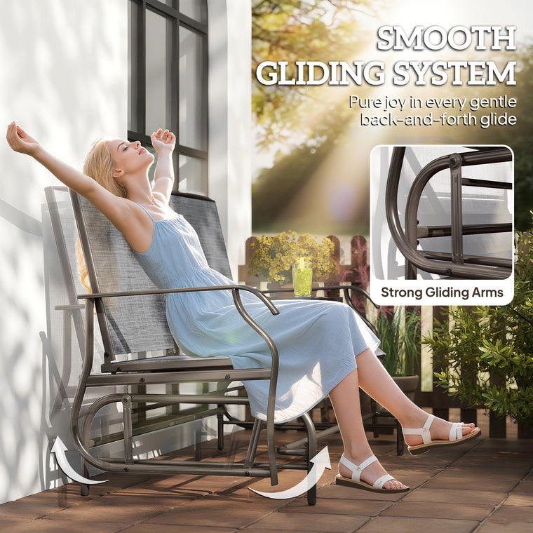 Grey Glider Rocking Chair Loveseat Bench