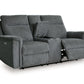 Barnsana - Dbl Power Reclining Loveseat with Console - Fabric - Gravel