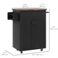 Rolling Kitchen Island Cart with Wood Top - Distressed Black