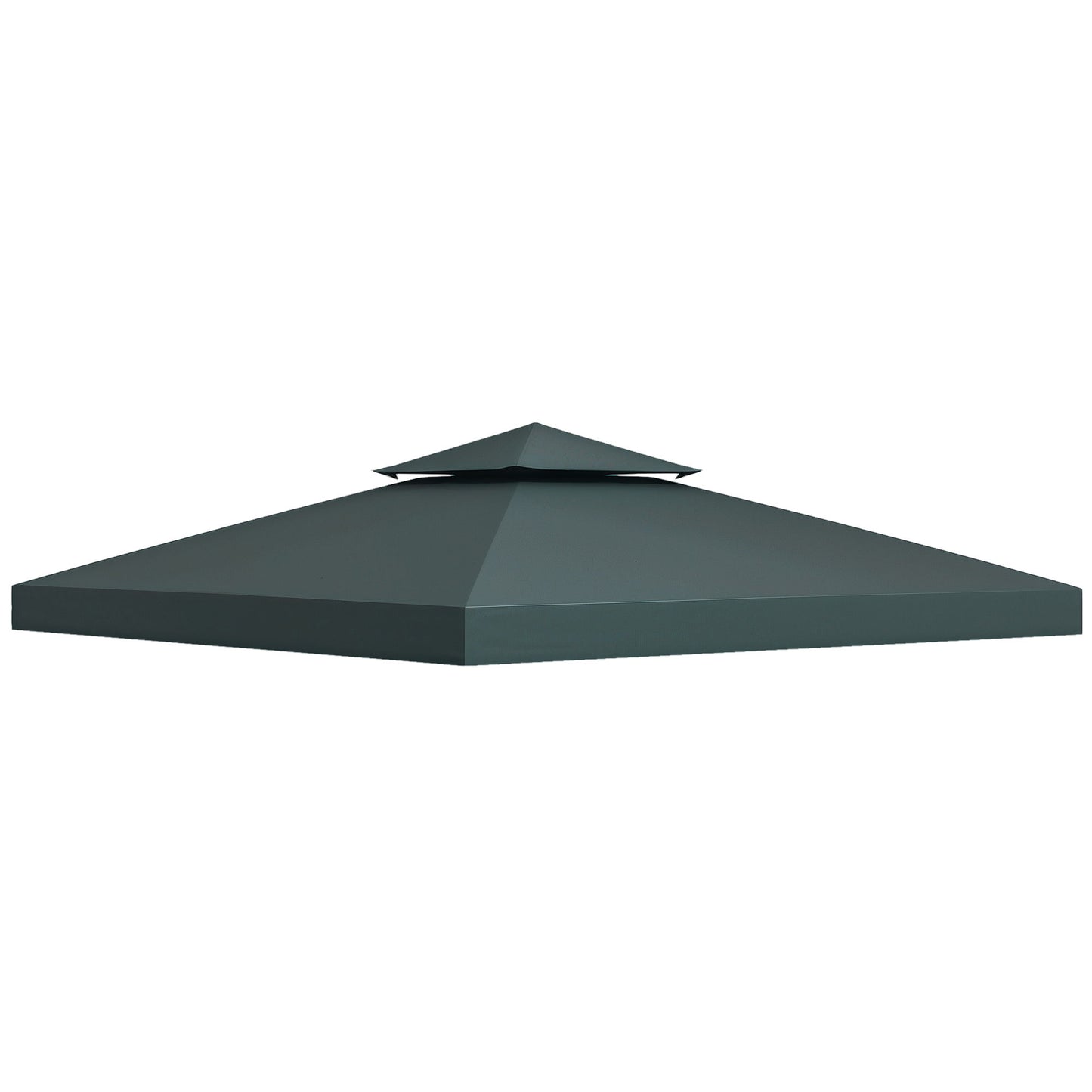 10' x 10' Square 2-Tier Gazebo Canopy Replacement Top Cover Outdoor Garden Sun Shade, Charcoal Grey