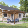 10' x 12' Wood Pergola, Outdoor Gazebo Grape Trellis for Climbing Plant Support, Garden, Patio, Backyard, Deck, Brown