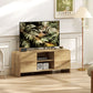 TV Stand for up to 55 Inch TV, Nordic Entertainment Center with 2 Cabinets and 2 Open Shelves for Living Room, Natural Wood