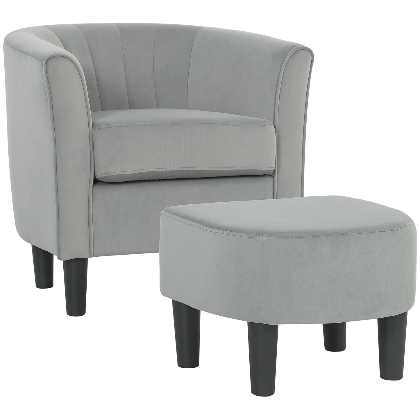 Upholstered Accent Chair with Ottoman - Grey