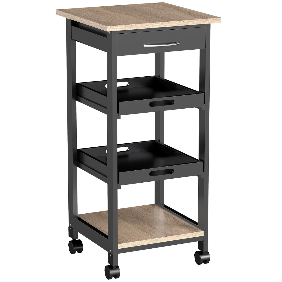 Rolling Kitchen Island Cart with Drawer - Black