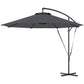 9.5' Cantilever Umbrella with Wind Protection Strap and Cover, Hanging Umbrella with Crank and Cross Base, UPF 50+, Grey