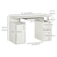 47" Computer Desk with Keyboard Tray and Storage Drawers, Home Office Workstation Table with Storage Shelves, White