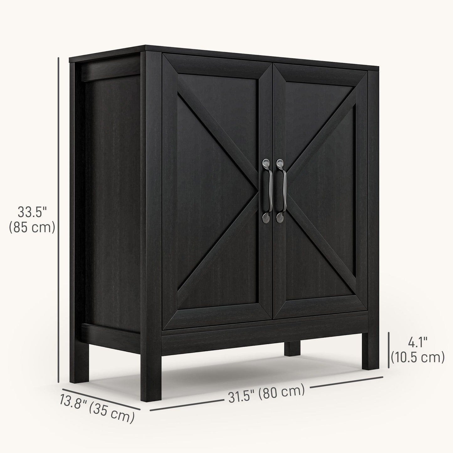 Sideboard Buffet with Barn Door and Shelves - Black Oak