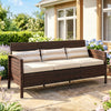 3-Seater Wicker Sofa, PE Rattan Outdoor Couch Conversation Furniture with Removable Cushions for Patio, Garden, Brown