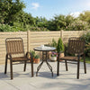 3 Pieces Patio Bistro Set, 2 Stackable Chairs with Tempered Glass Table, for Outdoor, Garden Backyard Porch, Dark Brown