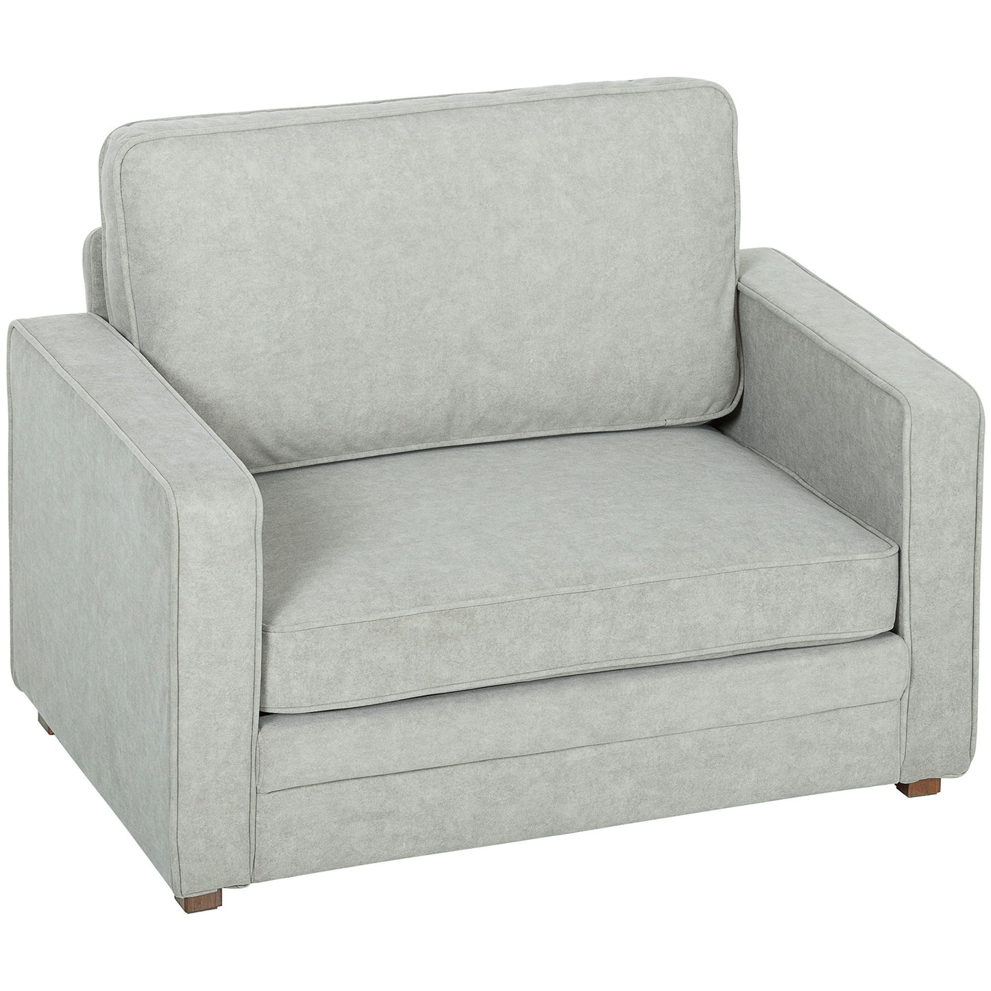 Accent Chair, Velvet-feel Fabric Armchair with Wide Seat, Spring Cushion, Solid Wood legs, Grey