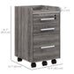 3-Drawer Mobile Filing Cabinet with Lock - Grey