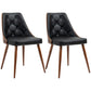 Tufted Dining Chairs Set of 2, Faux Leather - Black