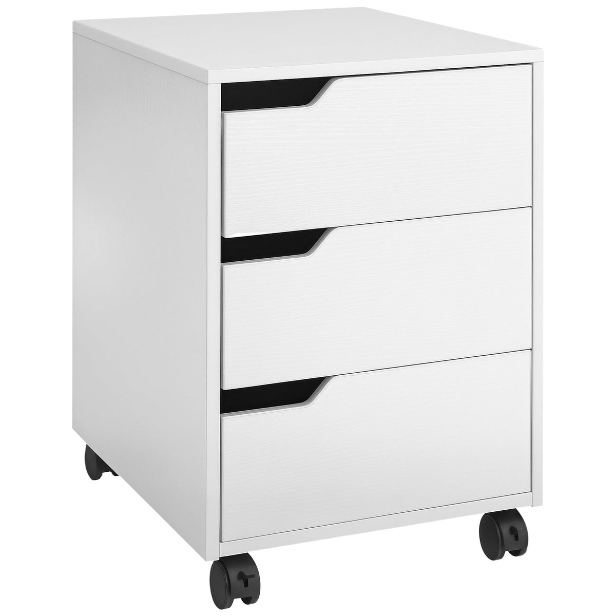 3-Drawer Mobile Filing Cabinet with Wheels - White