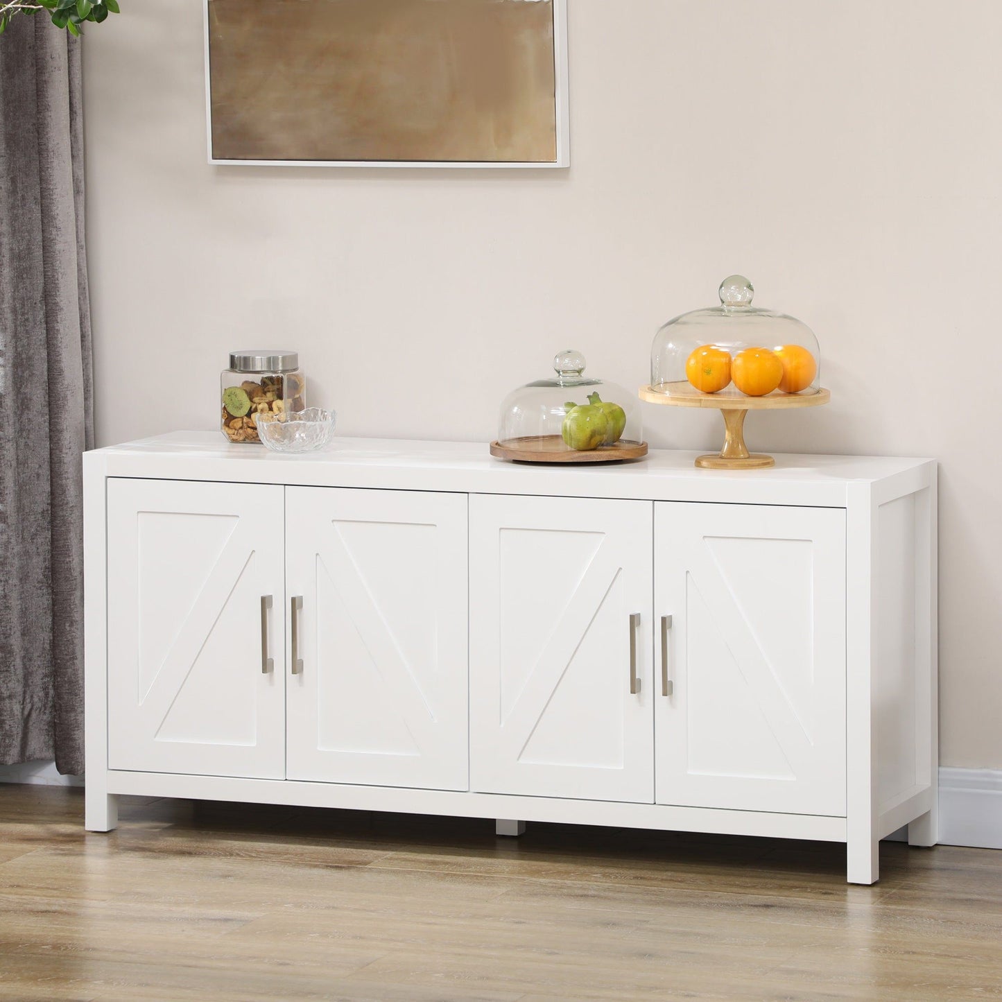 Barn-Door TV Stand for TVs up to 65" - White