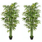 Set of 2 6 FT Artificial Tree Bamboo Tree Fake Plants in Pot for Home Office Living Room Decor, Green