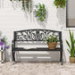 50" 2-Seater Garden Bench, Patio Porch Decorative Chair Cast Iron Loveseat Outdoor Furniture for Yard, Lawn, Porch, Black