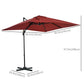 8' x 8' Square Patio Hanging Offset Umbrella with 360° Rotation, Aluminum Outdoor Cantilever Parasol with Crank & Tilt, Sun Canopy Shelter with Cross Base, Wine Red
