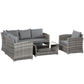 5 Pieces Wicker Patio Furniture Set with 4" Thick Cushions, Outdoor PE Rattan Garden Conversation Sectional Sofa Set with Glass Top Two-tier Coffee Table, Grey