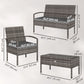 4 Pieces Patio Furniture Set with A Loveseat, Two Armchairs and A Coffee Table, Outdoor Conversation Set, Dark Grey