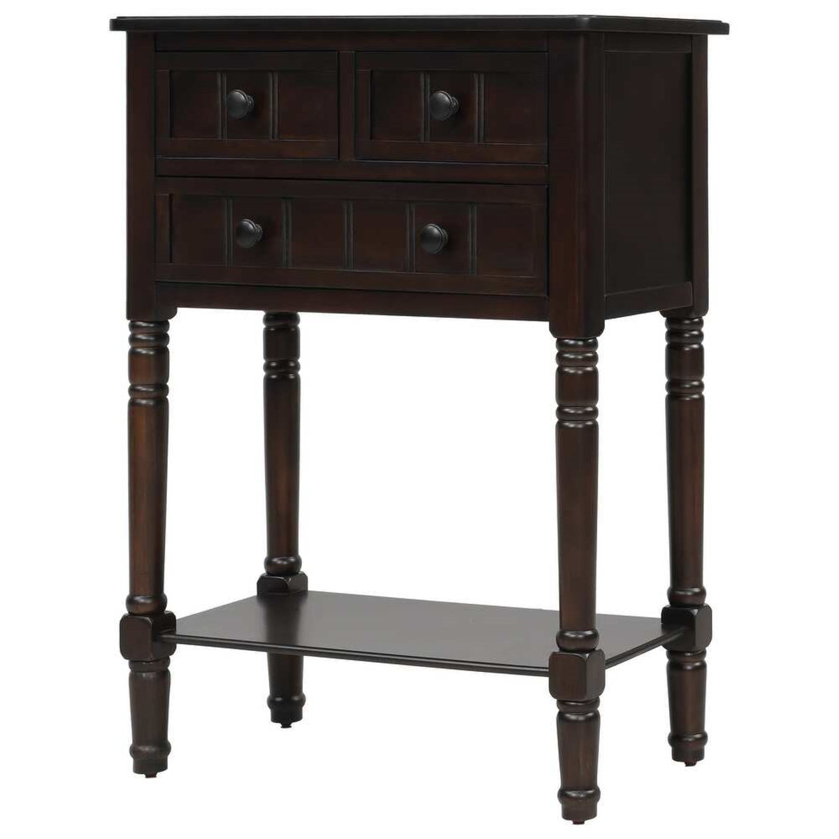 Narrow Console Table with 3 Storage Drawers, Bottom Shelf, Slim Sofa Table for Entryway, Living Room, 24" L x 13" W x 31" H, Dark Brown