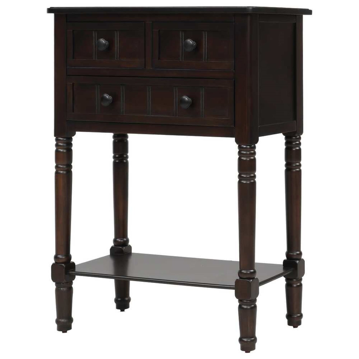 Narrow Console Table with 3 Storage Drawers, Bottom Shelf, Slim Sofa Table for Entryway, Living Room, 24" L x 13" W x 31" H, Dark Brown