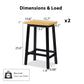 Set of 2 Wood Bar Stools with Anti-Scratch Pads & Wraparound Cross Brace, Bar Chairs with Footrests, 15.5'' L x 11'' W x 25.5'' H, Black