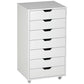 7-drawer Vertical File Cabinet for Home Office, Storage Cabinet with Wheels, 18.7"x15.6"x35.4", White
